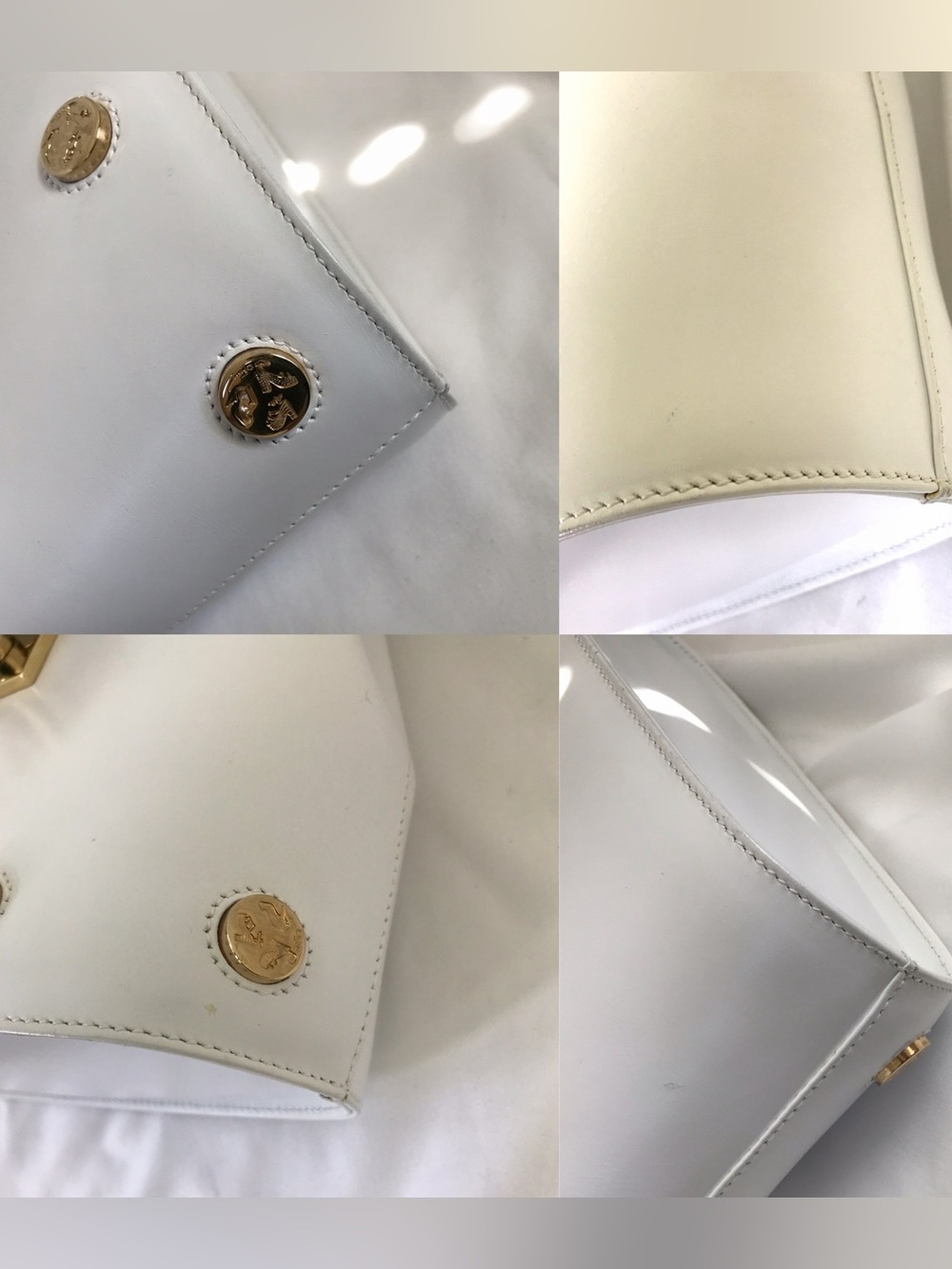 Salvatore Ferragamo Studded 2 Way Bag White Authentic - Picture 16 of 16